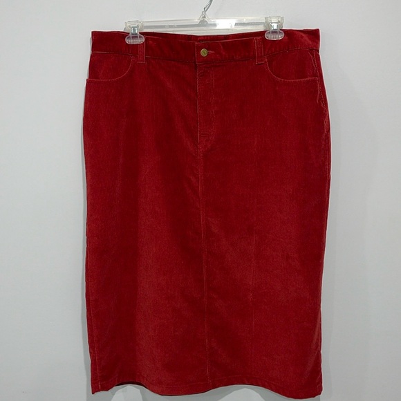 Eddie Bauer women’s size 22W ribbed velvet midi skirt rusty red - Picture 1 of 14